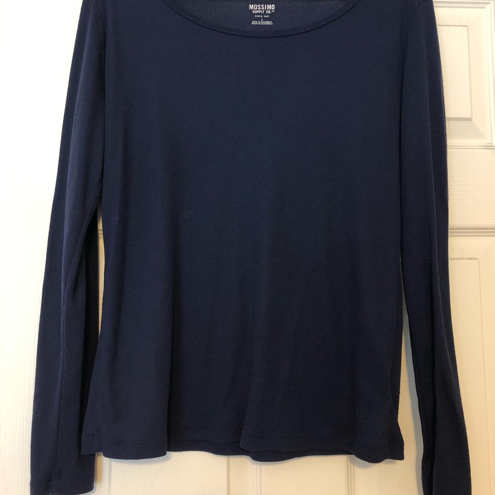 Long sleeved, navy, fitted top